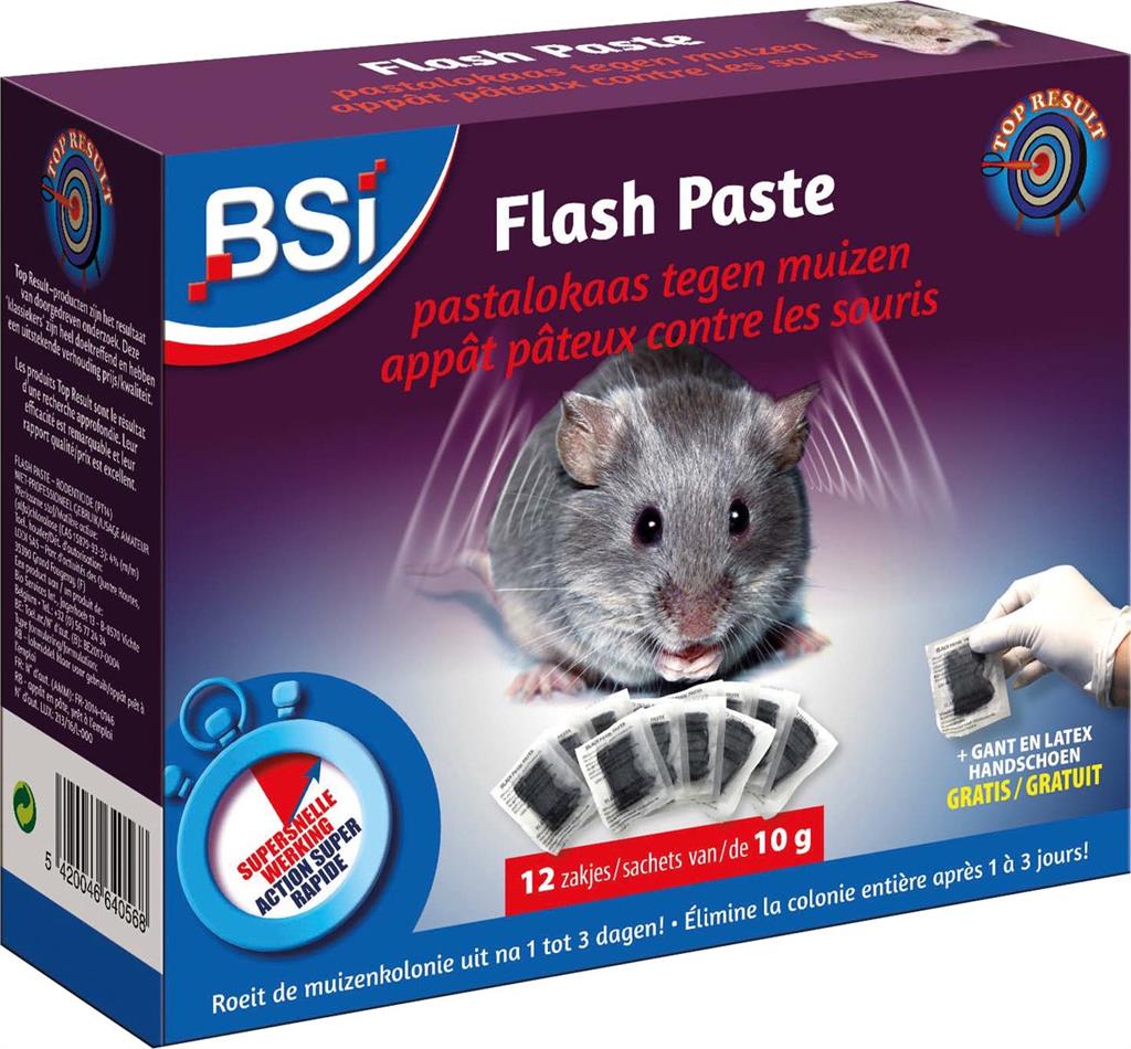 BSI flash paste (pastalokaas tegen muizen) 4x10g