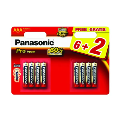 Batterij Panasonic LR03 (AAA) pro power 1.5 FSB 6+2gratis