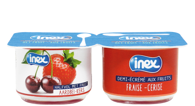 Yoghurt halfvol aardbei-kers Inex 12x2x100g